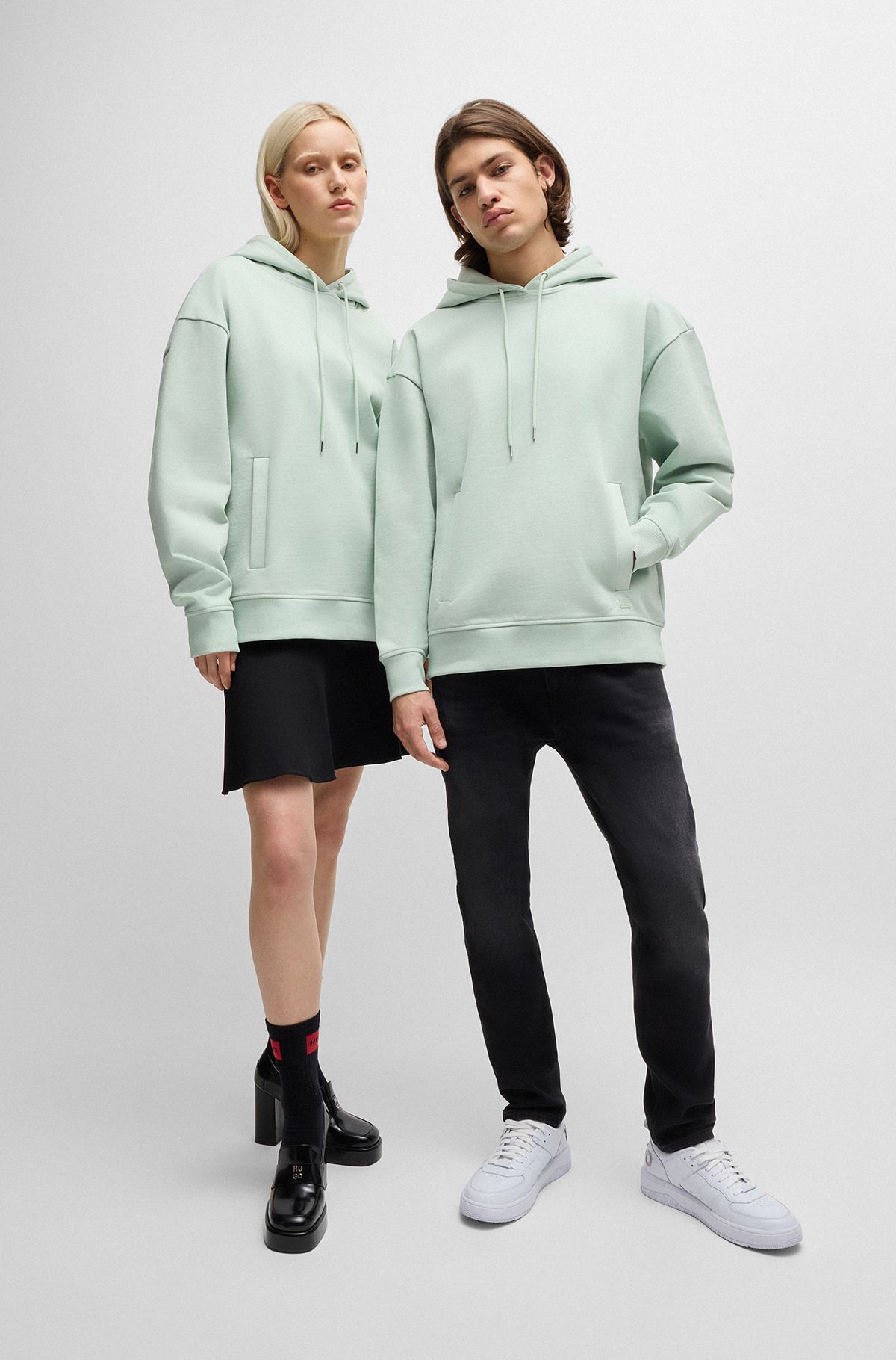 Cotton-terry all-gender hoodie in a relaxed fit, Light Green
