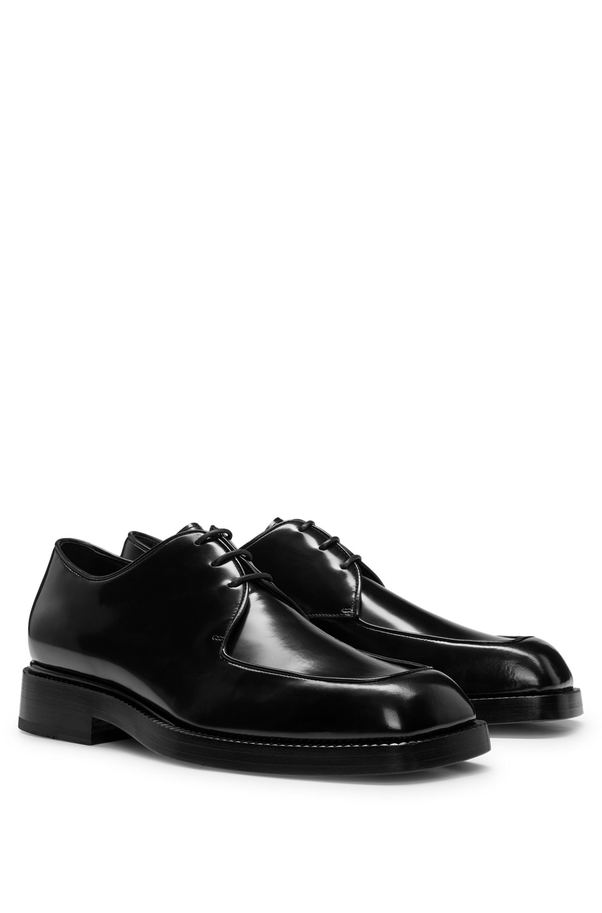 Lace-up Derby shoes in leather, Black