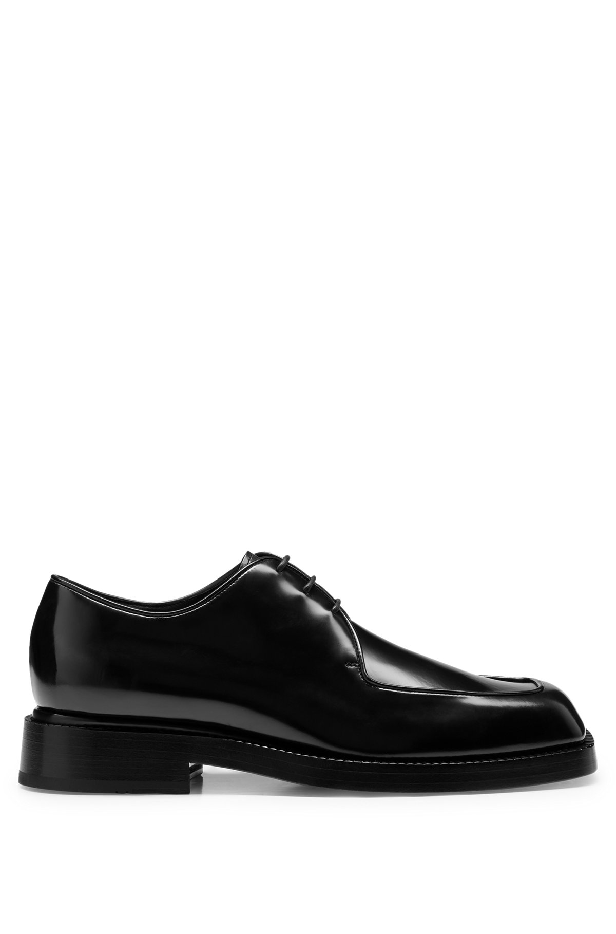 Lace-up Derby shoes in leather, Black