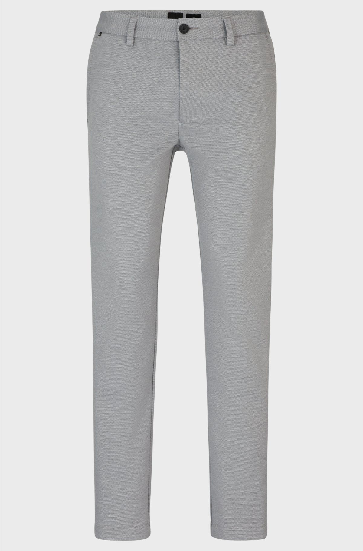 Slim-fit trousers in structured performance-stretch material, Silver