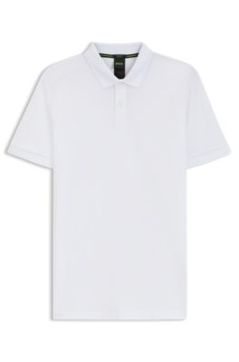Cotton-piqu&eacute; regular-fit polo shirt with tonal logo, White