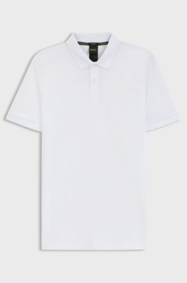 Cotton-piqu&eacute; regular-fit polo shirt with tonal logo, White