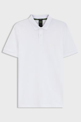 Cotton-piqu&eacute; regular-fit polo shirt with tonal logo, White