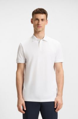 Cotton-piqu&eacute; regular-fit polo shirt with tonal logo, White