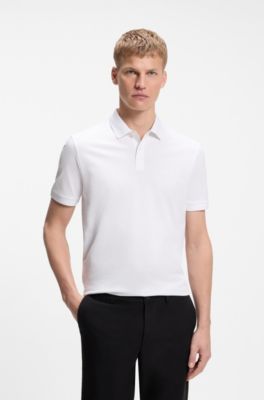 Cotton-piqu&eacute; regular-fit polo shirt with tonal logo, White