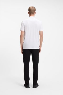Cotton-piqu&eacute; regular-fit polo shirt with tonal logo, White