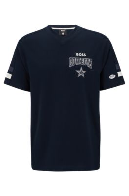Hugo Boss Boss Nfl Cotton-blend T-shirt With Collaborative Branding In Cowboys