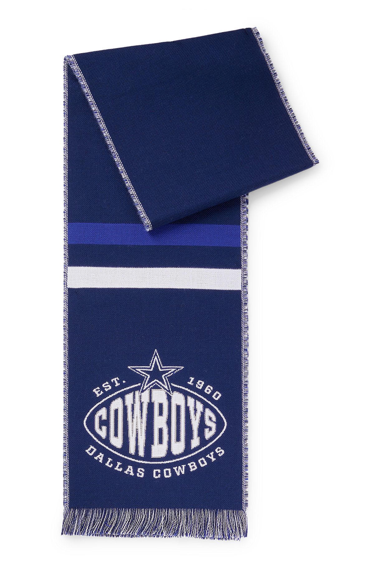BOSS x NFL logo scarf with Dallas Cowboys branding, Cowboys