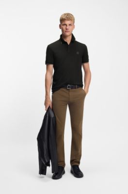 Slim-fit polo shirt in stretch-cotton piqu&eacute;, Black