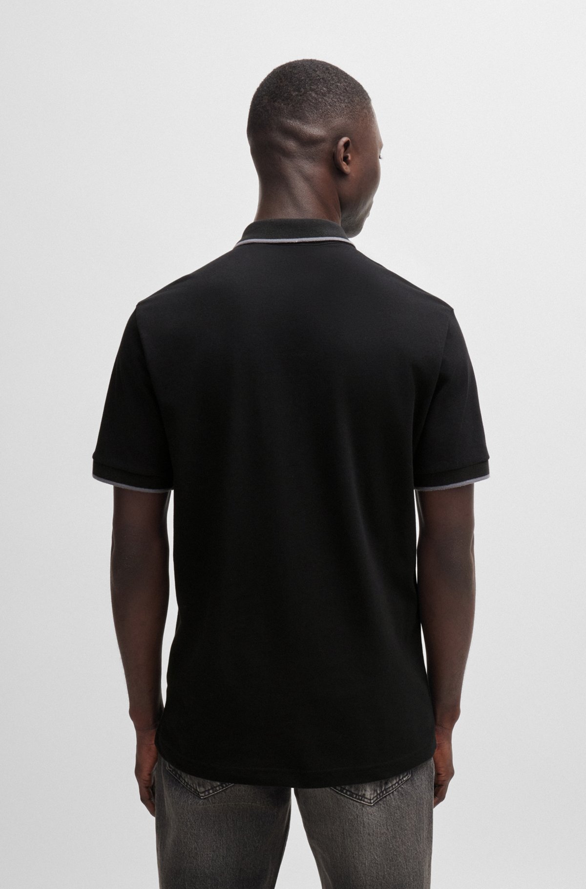 BOSS - Slim-fit polo shirt in washed stretch-cotton piqué
