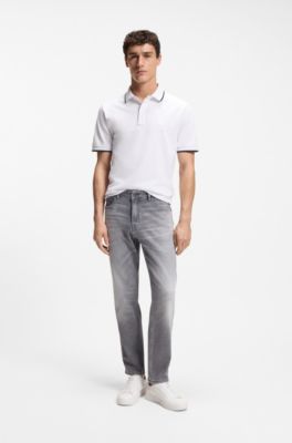 Slim-fit polo shirt in stretch-cotton piqu&eacute;, White
