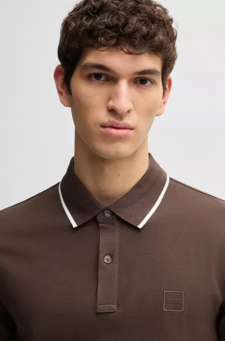 Slim-fit polo shirt in stretch-cotton piqué