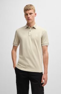 Polo Slim en piqué de coton stretch, Naturel