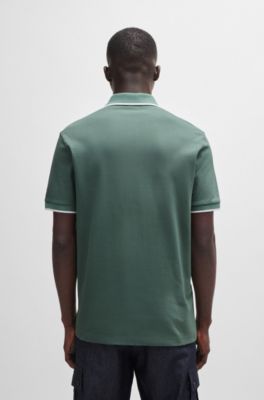 Slim-fit polo shirt in stretch-cotton piqu&eacute;, Light Green