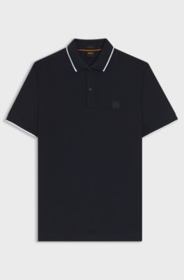 Slim-fit polo shirt in stretch-cotton piqu&eacute;, Dark Blue