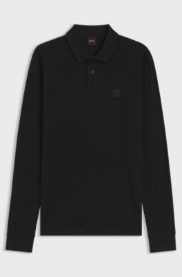 Polo Slim en piqu&eacute; de coton stretch, Noir