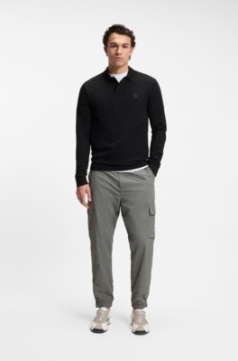 Passerby Herrar Långärmad Stretch-Bomulls Polo med Logotyp Patch NOS 4