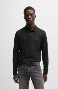 Polo Slim en piqué de coton stretch, Noir