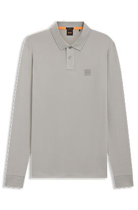 Stretch-cotton slim-fit polo shirt with logo patch