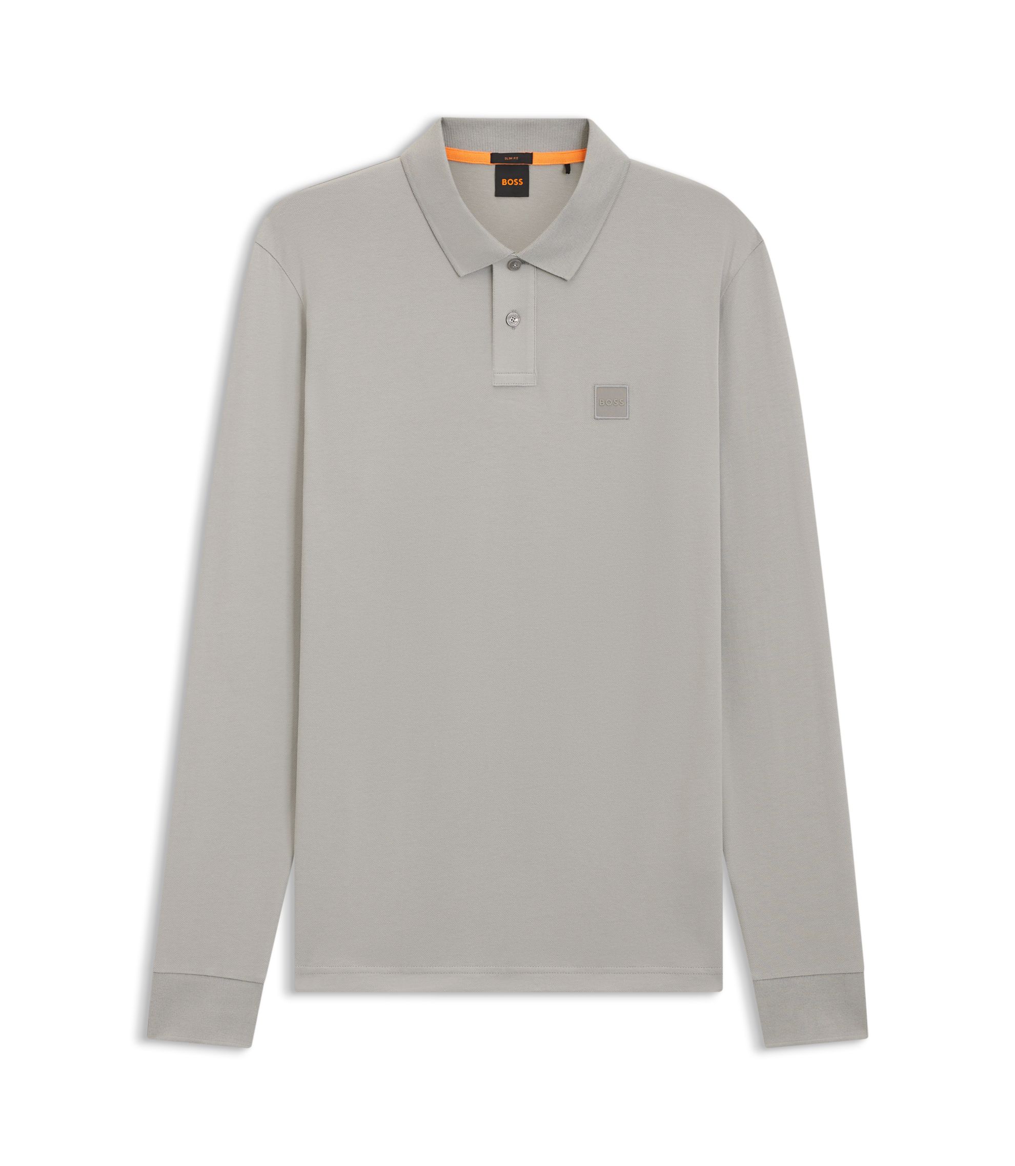 BOSS Polo Slim en piqué de coton stretch Gris