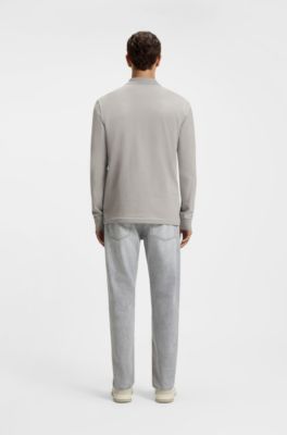 Slim-fit polo shirt in stretch-cotton piqu&eacute;, Grey