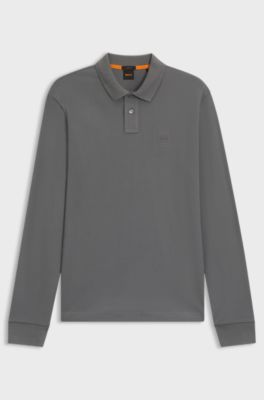 Slim-fit polo shirt in stretch-cotton piqu&eacute;, Grey