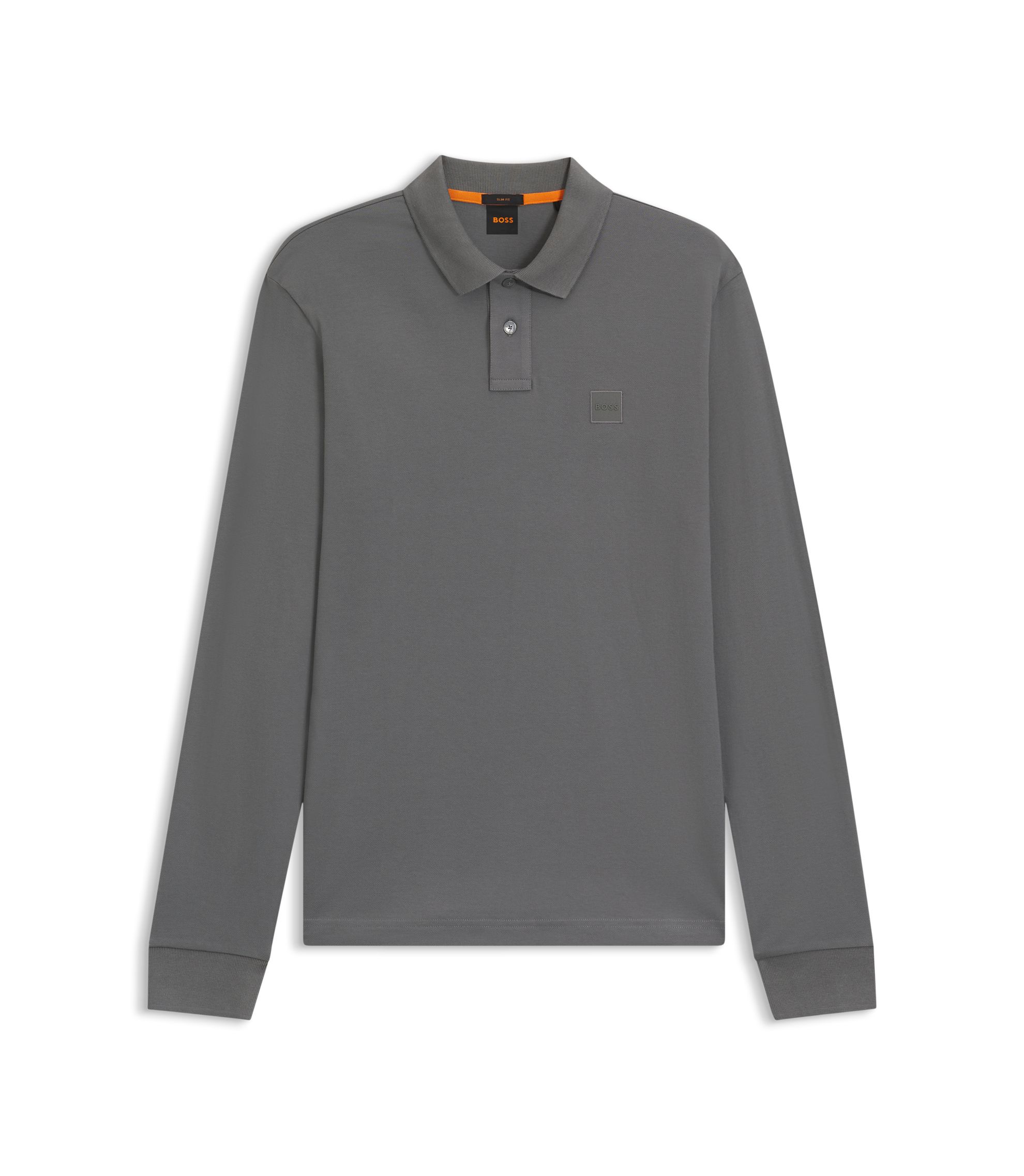 BOSS - Slim-fit polo shirt in stretch-cotton piqué - Grey