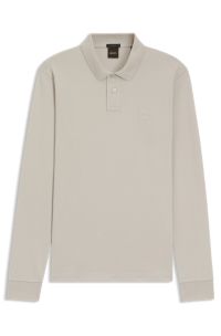 Slim-fit polo shirt in stretch-cotton piqué, Light Grey