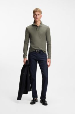 Slim-fit polo shirt in stretch-cotton piqu&eacute;, Grey