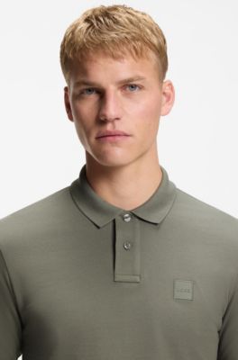 Slim-fit polo shirt in stretch-cotton piqu&eacute;, Grey