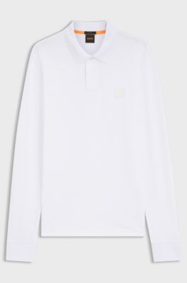 Slim-fit polo shirt in stretch-cotton piqu&eacute;, White