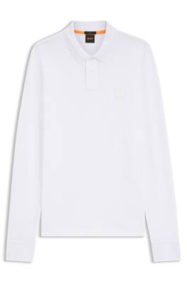 Slim fit polotröja i vit piqué 5