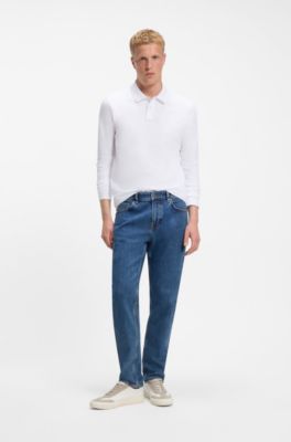 Slim-fit polo shirt in stretch-cotton piqu&eacute;, White