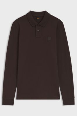 Slim-fit polo shirt in stretch-cotton piqu&eacute;, Dark Brown