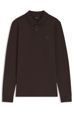 Polo slim fit in piqué di cotone elasticizzato