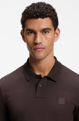 Slim-fit polo shirt in stretch-cotton piqu&eacute;, Dark Brown