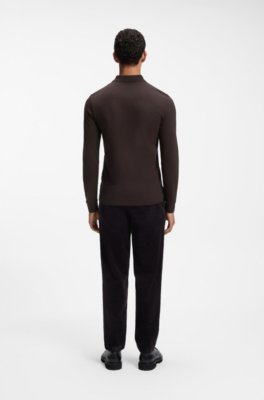 Boss Slim-fit polo shirt in stretch-cotton piqué långärmade t-shirts herr – bild 3