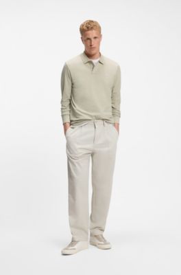 Polo slim fit in piqu&eacute; di cotone elasticizzato, Colore neutro