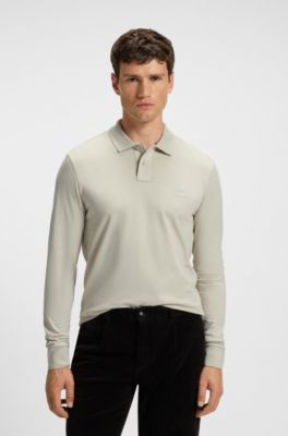 Slim-fit polo shirt in stretch-cotton piqu&eacute;, Natural