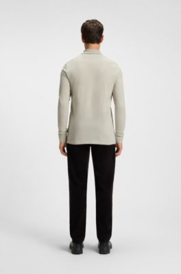 Slim-fit polo shirt in stretch-cotton piqu&eacute;, Natural