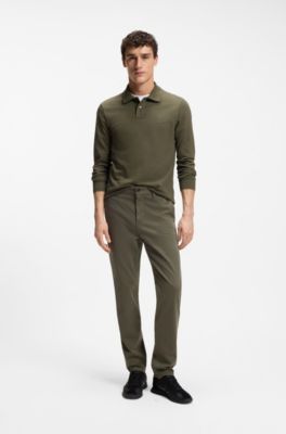 Slim-fit polo shirt in stretch-cotton piqu&eacute;, Olive