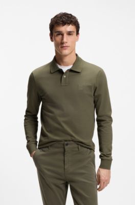 Slim-fit polo shirt in stretch-cotton piqu&eacute;, Olive
