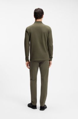 Slim-fit polo shirt in stretch-cotton piqu&eacute;, Olive