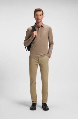 Slim-fit polo shirt in stretch-cotton piqu&eacute;, Light Brown