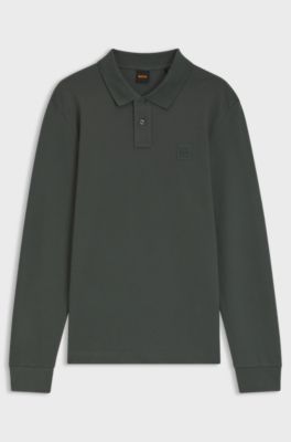 Slim-fit polo shirt in stretch-cotton piqu&eacute;, Dark Green
