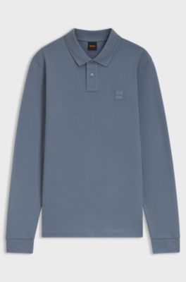 Slim-fit polo shirt in stretch-cotton piqu&eacute;, Blue