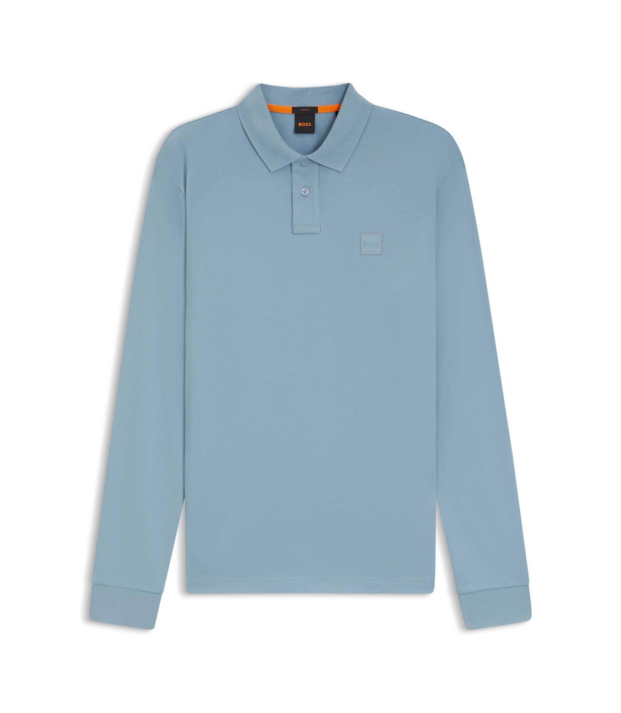 BOSS Polo Slim en piqué de coton stretch bleu clair