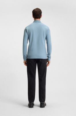 Slim-fit polo shirt in stretch-cotton piqu&eacute;, Light Blue