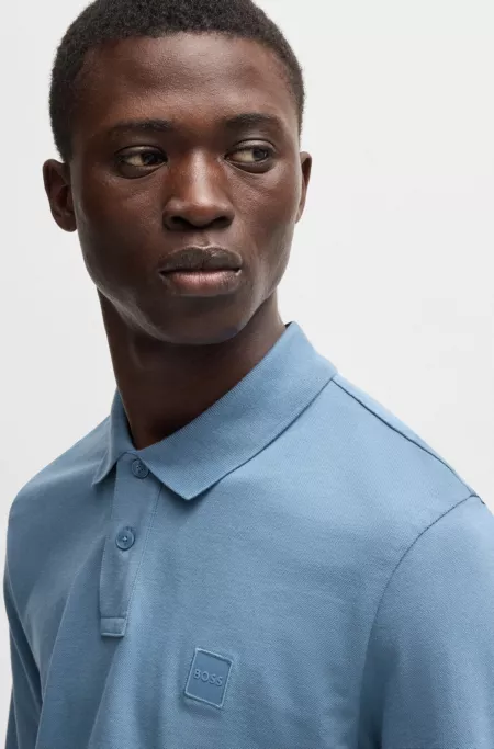 Stretch-cotton slim-fit polo shirt with logo patch