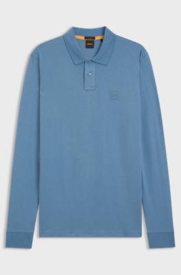 Slim-fit polo shirt in stretch-cotton piqu&eacute;, Blue